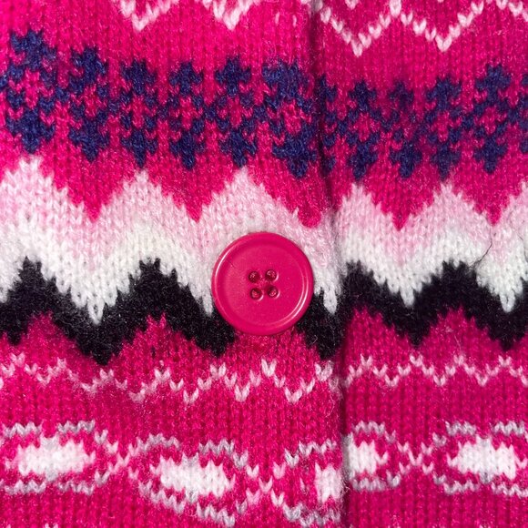 Talbots Pink Fair Isle Cardigan Sweater Size 1X Button Front Holiday Classic - Picture 5 of 9